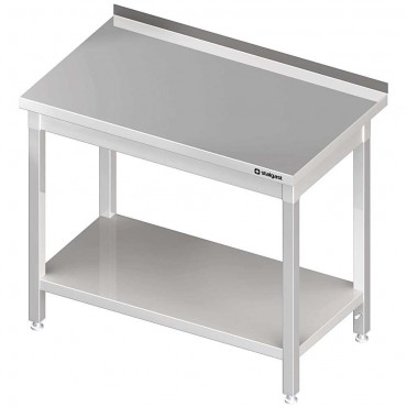 Stół stalowy z półką, przyścienny, skręcany, 1400x600x850 mm