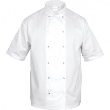 Bluza kucharska, unisex, krótki rękaw, biała, rozmiar S
