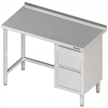 Stół przyścienny z blokiem dwóch szuflad (P),bez półki 1900x600x850 mm