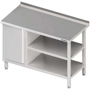 Stół przyścienny z szafką (L),i 2-ma półkami 1600x700x850 mm
