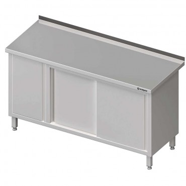 Stół przyścienny z szafką (L),drzwi suwane 1300x600x850 mm