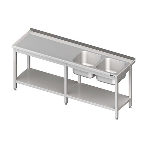 Stół ze zlewem 2-kom.(P),z półką 2600x600x850 mm