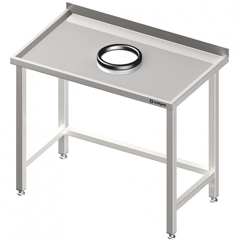 Stół przyścienny bez półki 1000x600x850 mm, z otworem na odpadki