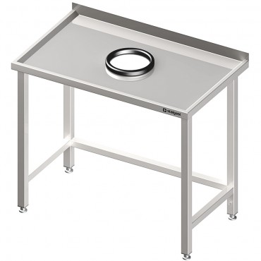 Stół przyścienny bez półki 1000x700x850 mm, z otworem na odpadki