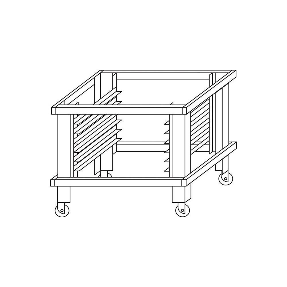 Podstawa z prowadnicami na kołach do pieca S105 H950mm