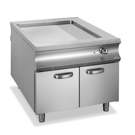 Płyta grillowa  elektryczna chromowana 2/3 gładka 1/3 ryflowana na szafce Domina 1100