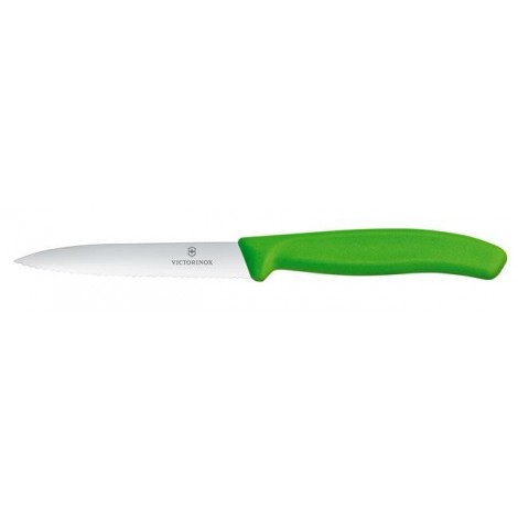 Nóż do jarzyn z ząbkowanym ostrzem, Victorinox, zielony, (L)212mm