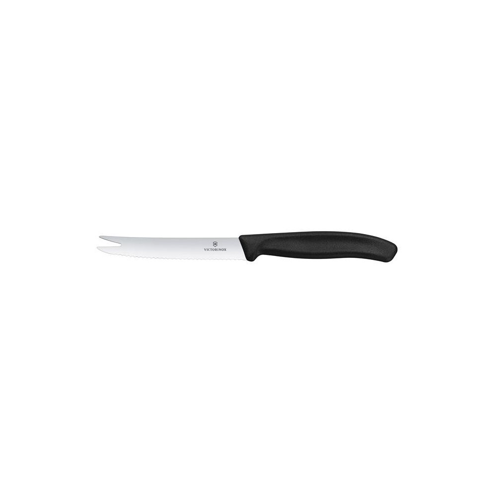 Victorinox Swiss Classic Nóż do sera i kiełbasy, ostrze ząbkowane, 110mm, czarny