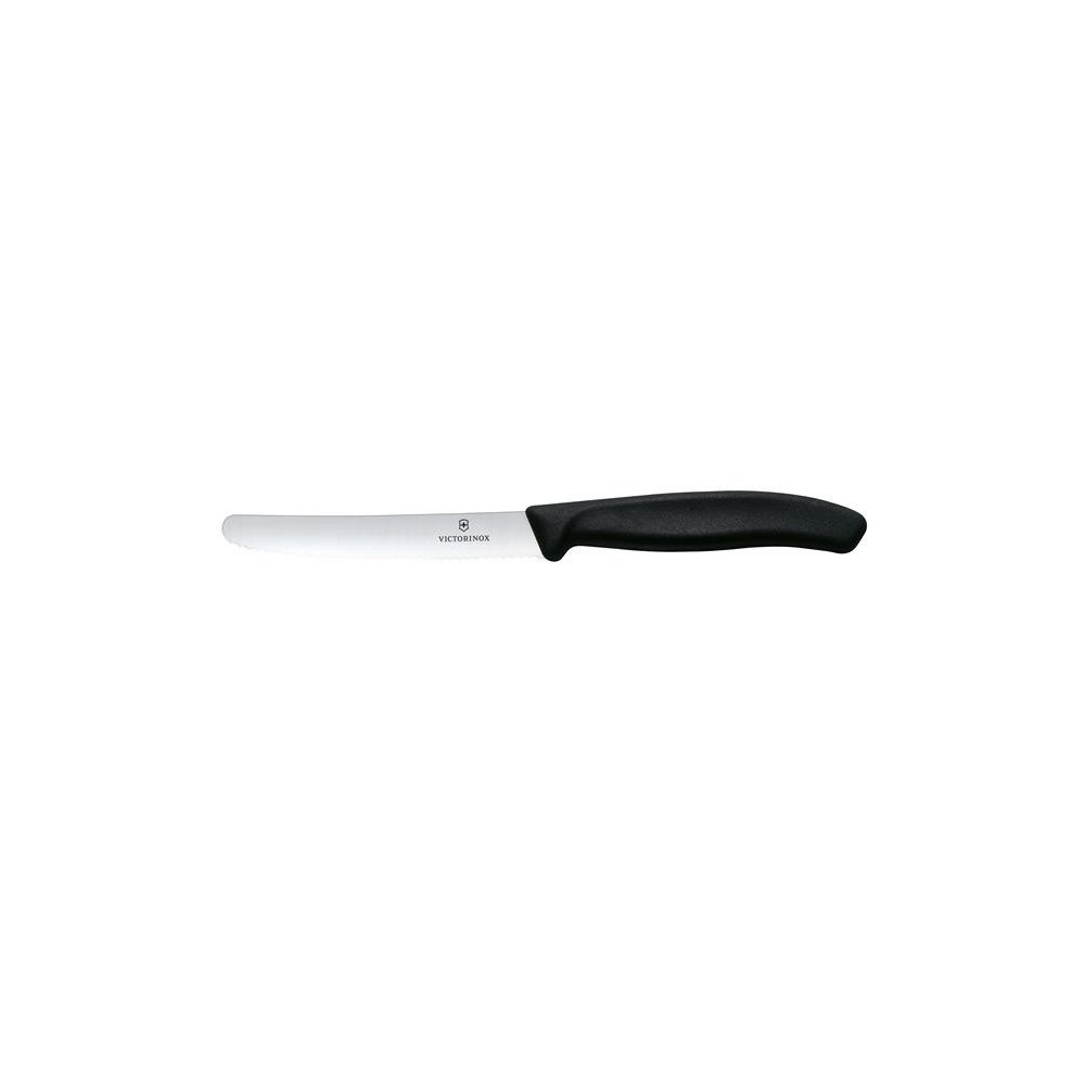 Victorinox Swiss Classic Nóż do pomidorów, zaokrąglony czubek, ząbkowany, 11 cm, czarny