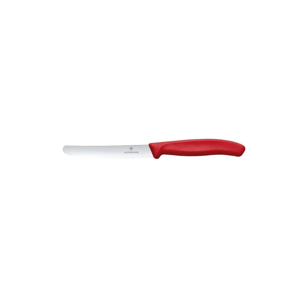 Victorinox Swiss Classic Nóż do pomidorów, zaokrąglony czubek, ząbkowany, 11 cm, czerwony