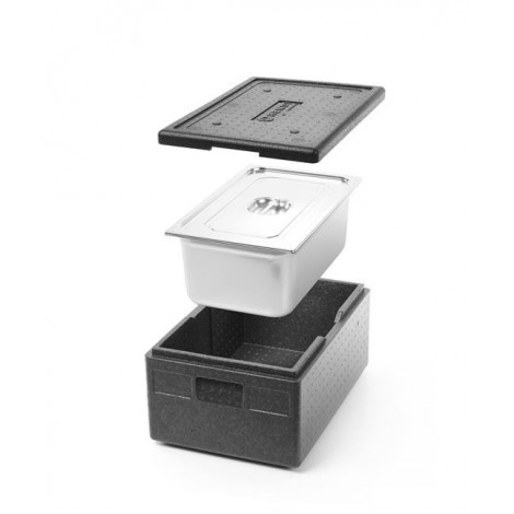 Zestaw pojemnik termoizolacyjny z piocelanu GN1/1 222 mm z pojemnikiem GN1/1 200 mm i pokrywką