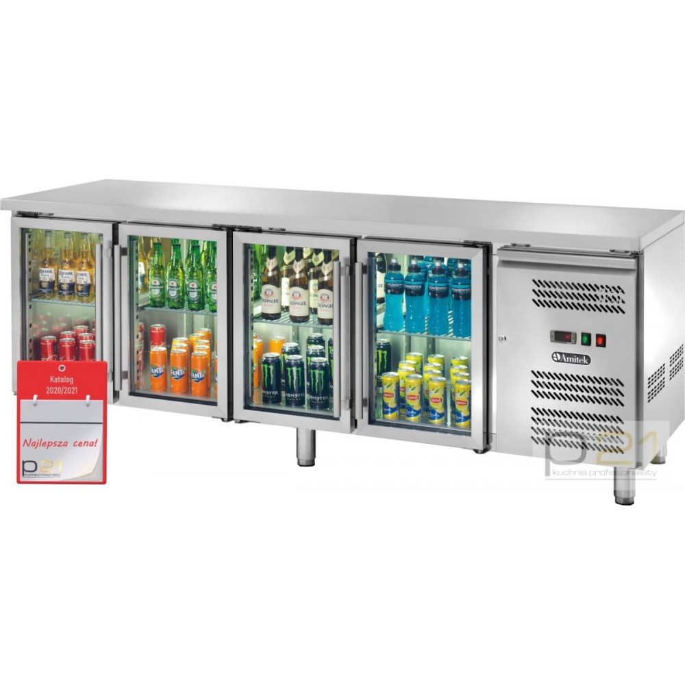 Chłodziarka barowa czterodrzwiowa, 553l , GN1/1, Amitek AK4104TNG
