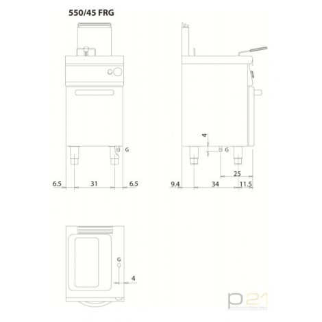 Frytownica gazowa, poj. 10 l, 9,5 kW, Linia 1100, Olis