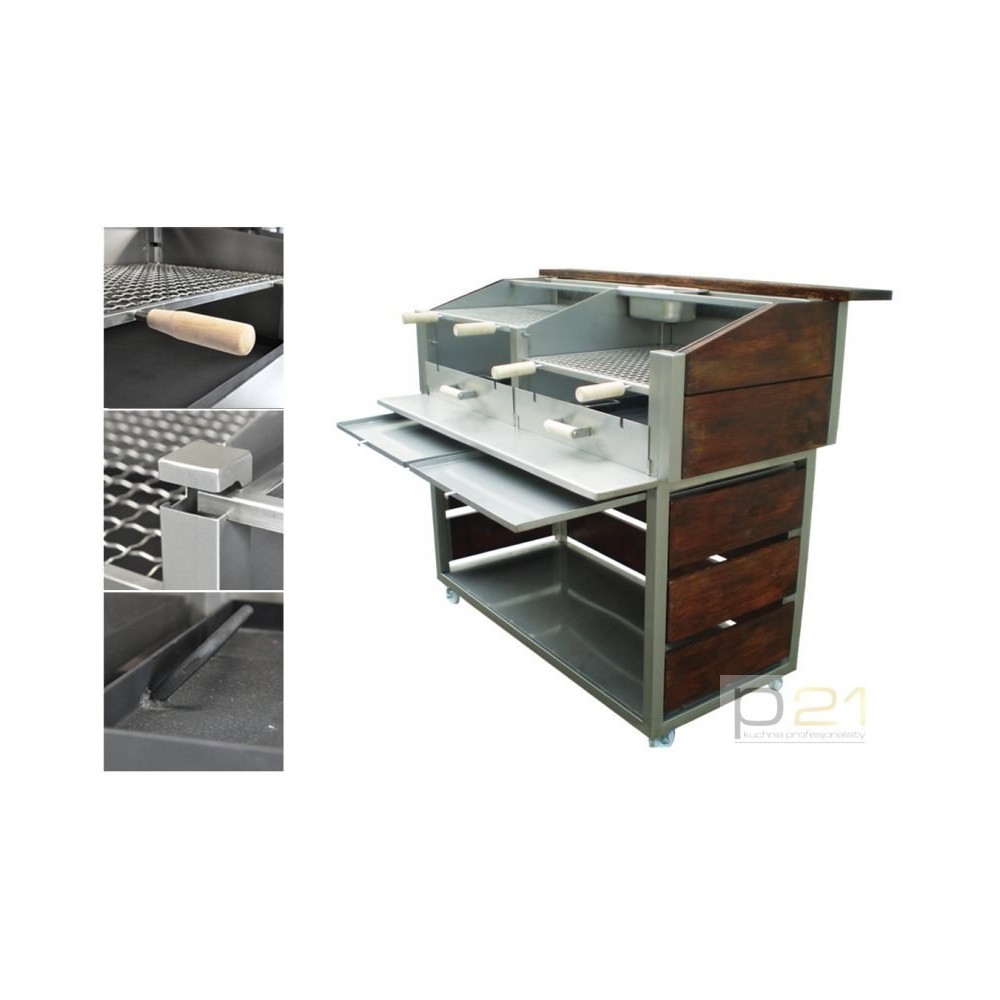 Grill nierdzewny, podwójny 2x600x600mm