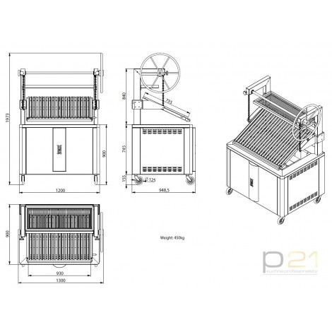 Grill opalany węglem KOPA Parilla P130S