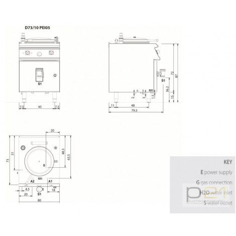 Kocioł elektryczny 50 l, grzanie pośrednie, 9,8 kW, Diamante 700, D73/10PEI05, Olis