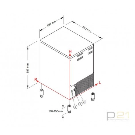 Kostkarka do lodu 35 kg/24h, 16 kg zasobnik, system myjący,chłodzenie wodą, NTF SL 70 R290 1130024