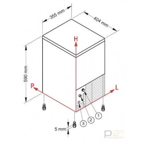 Kostkarka do lodu, 20 kg/24h, 4 kg zasobnik, system myjący,chłodzenie powietrzem, NTF SL 35 R290