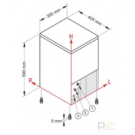 Kostkarka do lodu, 20 kg/24h, 4 kg zasobnik, system myjący,chłodzenie wodą, NTF SL 35 R290 1130021