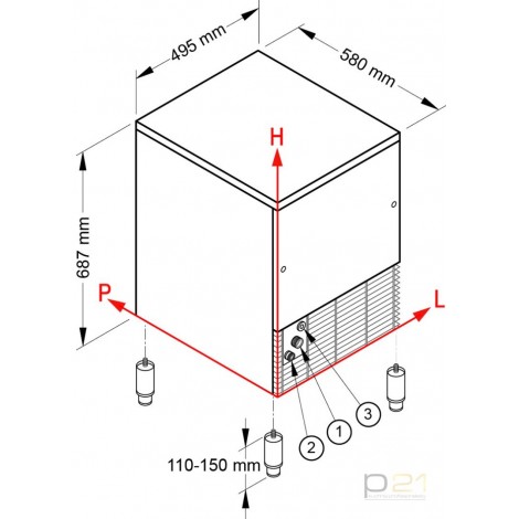Kostkarka do lodu, 35 kg/24 h, 15 kg zasobnik, wydrążona kostka, chłodzenie wodą, NTF IFT 65 R290 1130057