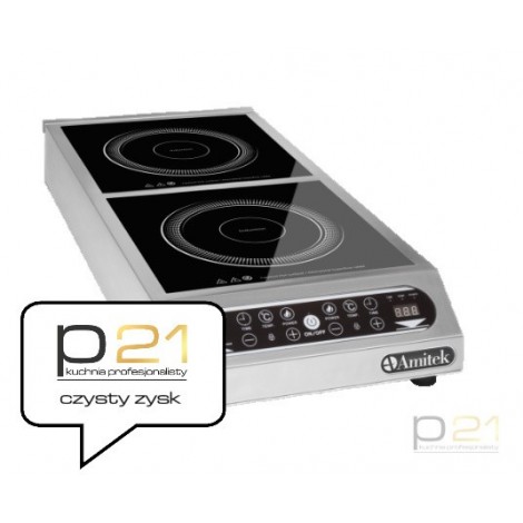 Kuchenka indukcyjna, 7000 W, dwie strefy grzewcze, dotykowe sterowanie, Amitek