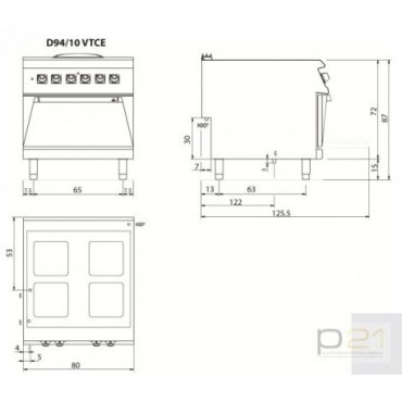 Kuchnia ceramiczna z piekarnikiem elektrycznym, 16+6 kW, Diamante 90, Olis