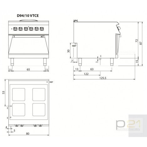 Kuchnia ceramiczna z piekarnikiem elektrycznym, 16+6 kW, Diamante 90, Olis
