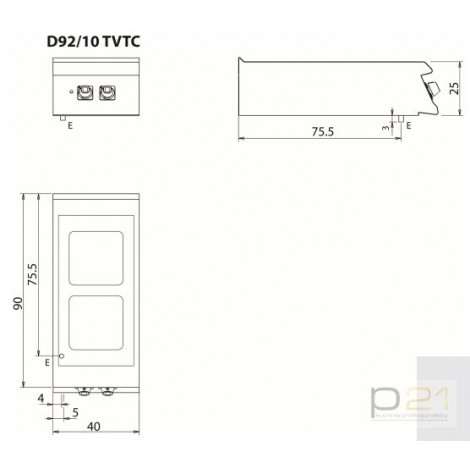 Kuchnia ceramiczna, 8 kW, bez podstawy, Diamante 90, Olis