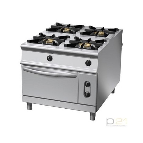 Kuchnia gazowa 4-palnikowa z piekarnikiem elektrycznym, 40 + 9 kW, Linia 1100, Olis