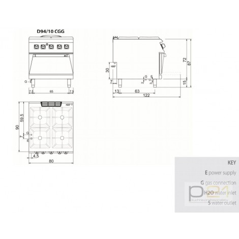 Kuchnia gazowa 4-palnikowa z piekarnikiem gazowym, 29,7 kW, Diamante 90, D94/10CGG, Olis
