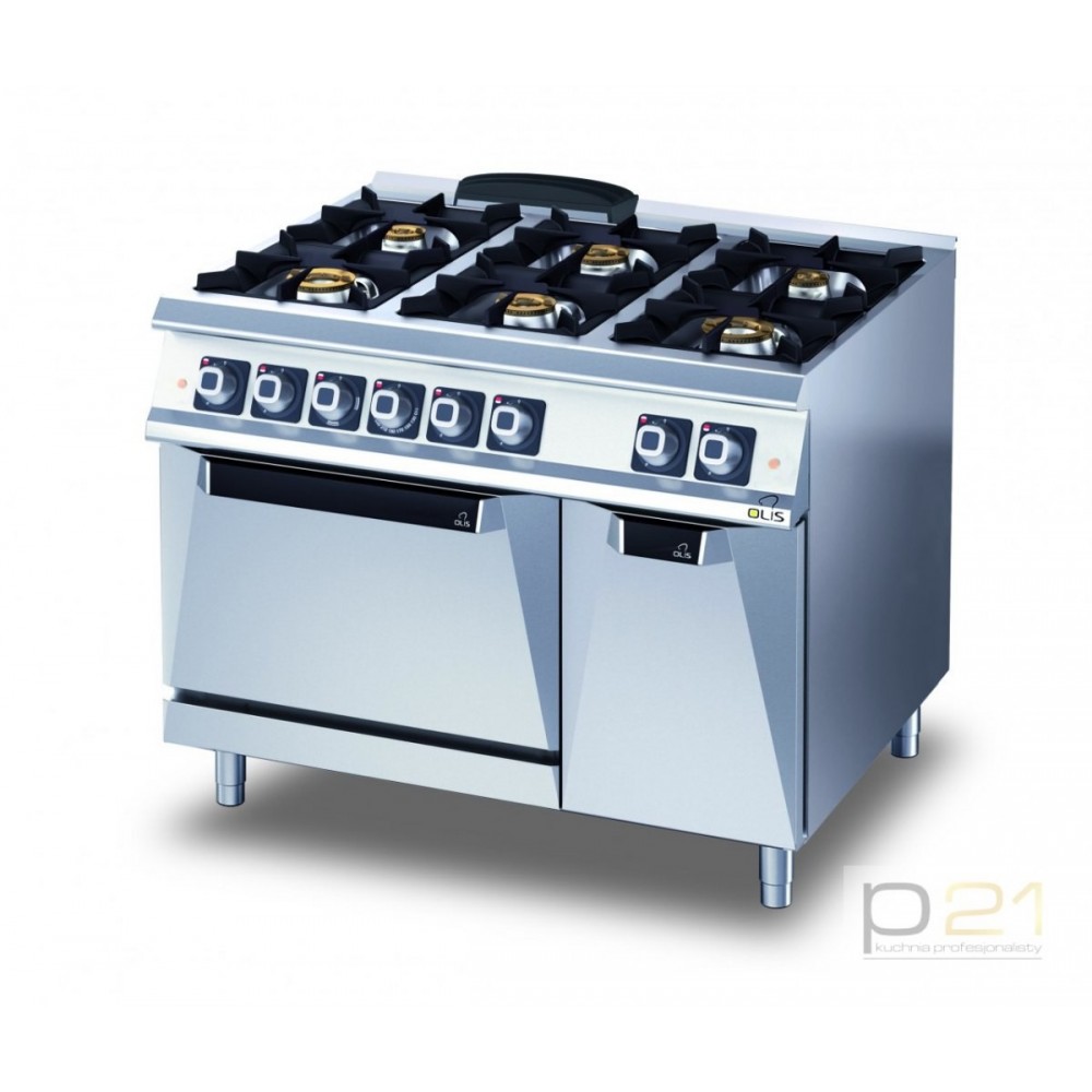Kuchnia gazowa 6-palnikowa z piecem elektrycznym 27,3+6 kW, Diamante 700, Olis