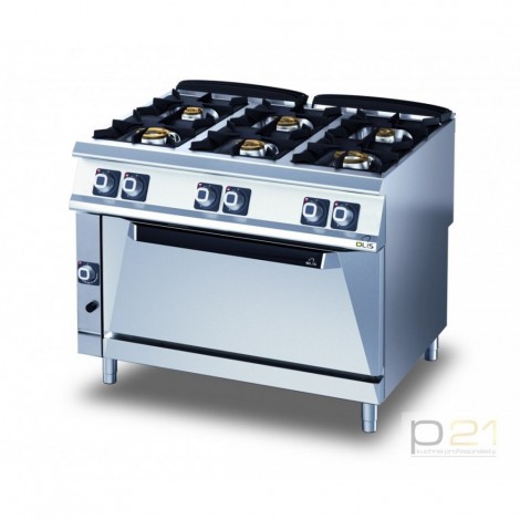 Kuchnia gazowa 6-palnikowa z piekarnikiem gazowym i grillem elektrycznym, 32,3+12+4 kW, Diamante 90, Olis