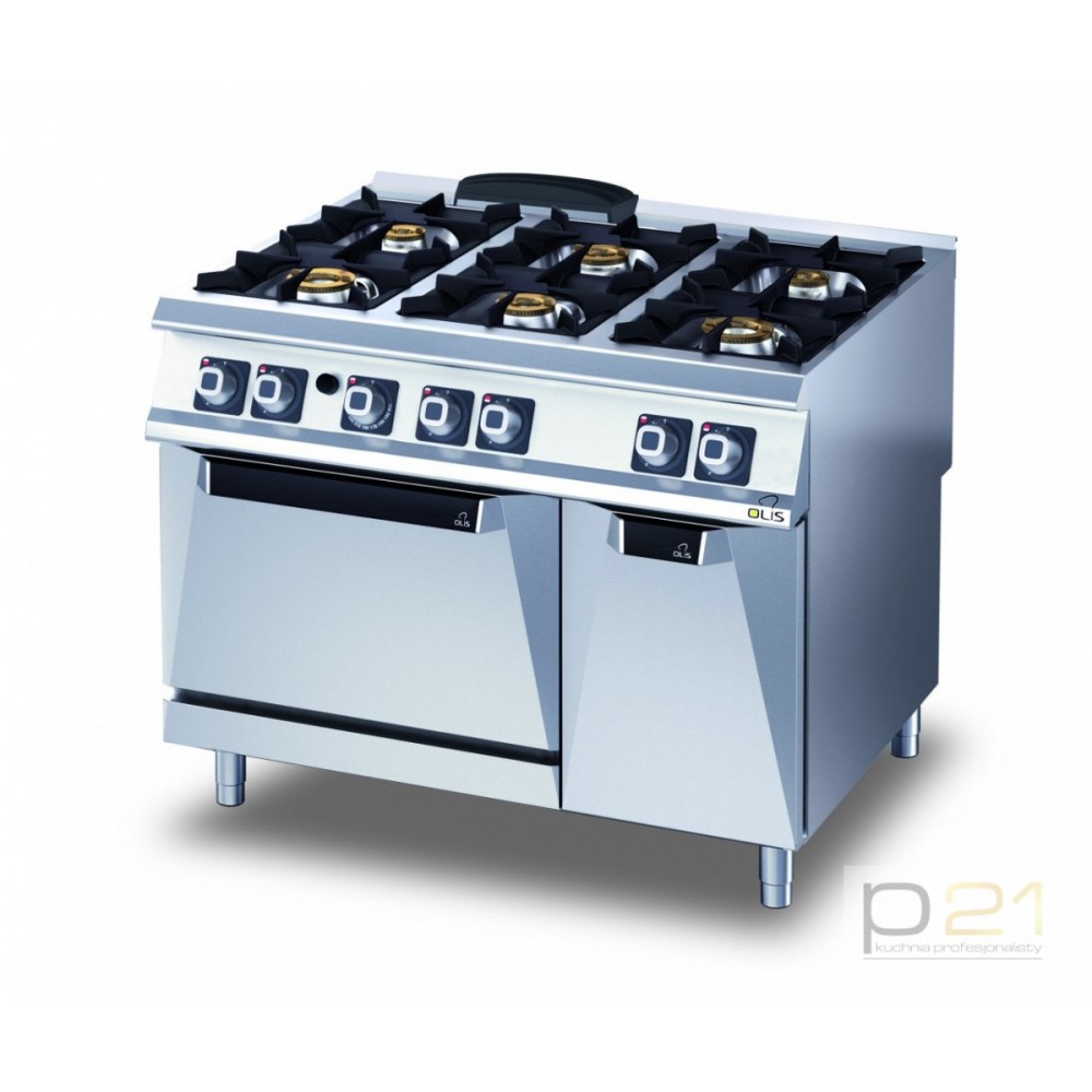 Kuchnia gazowa 6-palnikowa z piekarnikiem gazowym, 40,2 kW, Diamante 90, Olis