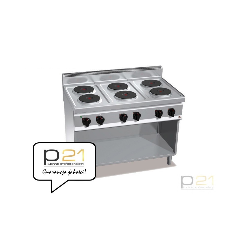 Kuchnia HIGH POWER elektryczna 6-płytowa na podstawie  15,6 kW/400V, E7P6M, Berto's