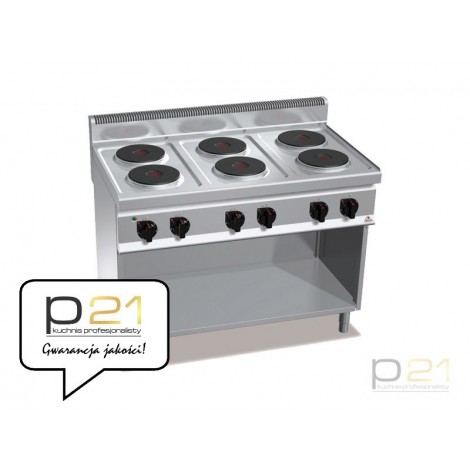 Kuchnia HIGH POWER elektryczna 6-płytowa na podstawie  15,6 kW/400V, E7P6M, Berto's