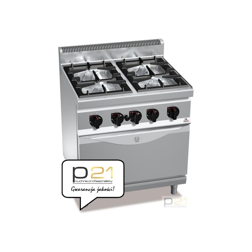 Kuchnia HIGH POWER, gazowa, 4-palnikowa z piekarnikiem GN2/1  21 kW + 7,8 kW,G7F4+FG, Berto's