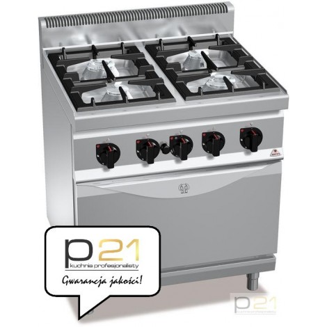 Kuchnia HIGH POWER, gazowa, 4-palnikowa z piekarnikiem GN2/1  21 kW + 7,8 kW,G7F4+FG, Berto's
