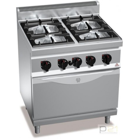 Kuchnia HIGH POWER, gazowa, 4-palnikowa z piekarnikiem GN2/1  21 kW + 7,8 kW,G7F4+FG, Berto's