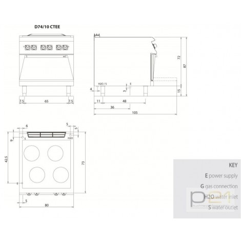Kuchnia żeliwna elektryczna z piekarnikiem elektrycznym, 16 kW, Diamante 700, D74/10CTEE, Olis