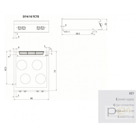 Kuchnia żeliwna, elektryczna, bez podstawy, 10 kW, Diamante 700, D74/10TCTE, Olis