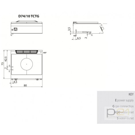 Kuchnia żeliwna, gazowa, bez podstawy, 12 kW, Diamante 700, D74/10TCTG, Olis
