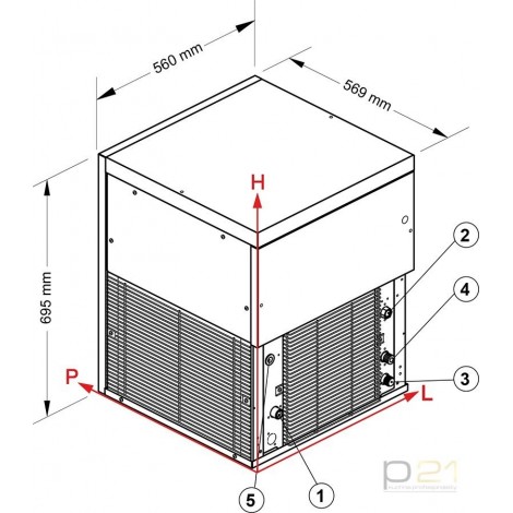 Łuskarka do lodu, 270 kg/24 h, chłodzenie wodą, 1100 W, GM 600 R290, NTF 1130124