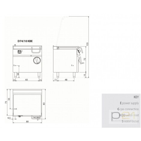 Patelnia elektryczna, żelazne dno, 10 kW, Diamante 700, D74/10 KBE Olis
