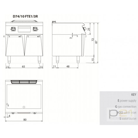 Płyta grillowa elektryczna, chromowana, 1/3 ryflowana, 2/3 gładka, 10,8 kW, Diamante 700, D74/10FTEC1/3R, Olid