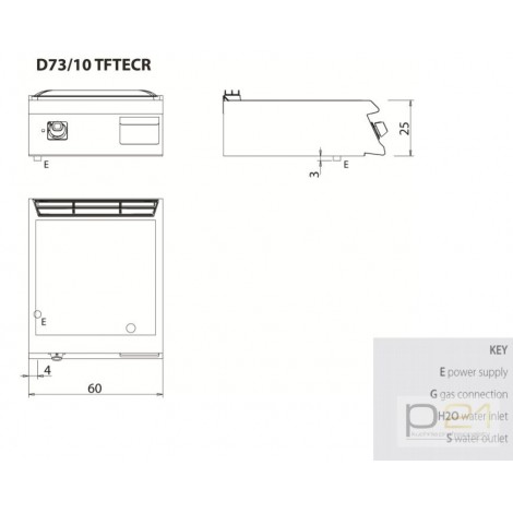 Płyta grillowa elektryczna, chromowana, ryflowana, bez podstawy, 7,5 kW, Diamante 700, D73/10TFTECR, Olis