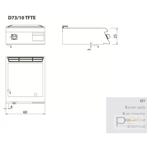 Płyta grillowa elektryczna, gładka, bez podstawy, 7,5 kW, Diamante 700, D73/10TFTE, Olis