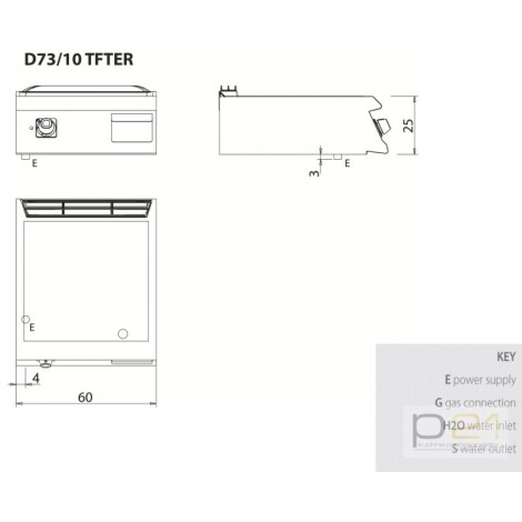 Płyta grillowa elektryczna, ze stali nierdzewnej, ryflowana, bez podstawy, 7,5 kW, Diamante 700, D73/10TFTEAR, Olis