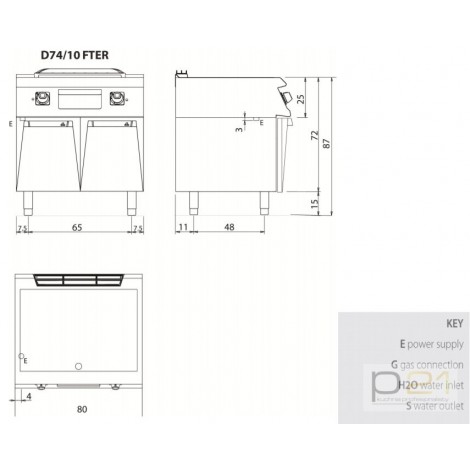Płyta grillowa elektryczna, ze stali nierdzewnej, ryflowana, na podstawie, 10,8 kW, Diamante 700, D74/10FTEAR, Olis