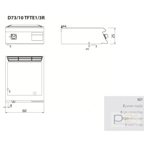 Płyta grillowa elektryczna,ze stali nierdzewnej, 1/3 ryflowana, 2/3 gładka,bez podstawy 7,5 kW,Diamante 700,D73/10TFTEA1/3R,Olis