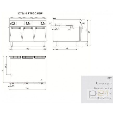 Płyta grillowa gazowa, chromowana, 1/3 ryflowana, 2/3 gładka, na podstawie, 19,5 kW, Diamante 700, D76/10FTTGC1/3R, Olis